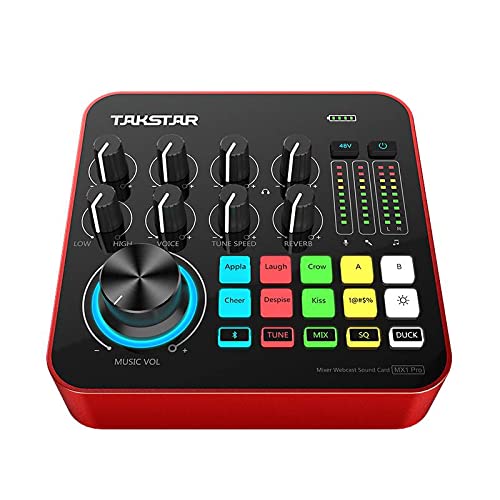 Takstar MX1 PRO Webcast Audio Mixer for Entertainment/e-Commerce Live Streaming, Online Karaoke and Recording, on Smartphones, Tablets or Computers,livestreaming