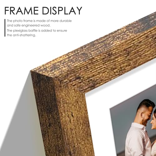 Image of DUENPY 8x16 Collage Picture Frame, 5x7 Collage Picture Frame Displays Three 5x7 inch Photos, or 8x16 (Without Mat) for Available Horizontal Wall Mounting Display and Vertical, Brown.