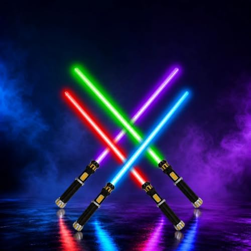 FlashyU 4 Pack Light Up Sword for Kids Toddlers Light Up Sword Toy for Boys Space War Party Cos Xmas Birthday Gifts for Teen Men Age 4 5 6 7 8 9 10+