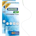 RAZOKO 3-in-1 Floss for Braces, 120 Pre-Cut Strands | Floss Threaders, Spongy & Regular Floss for Bridges & Wide Gaps