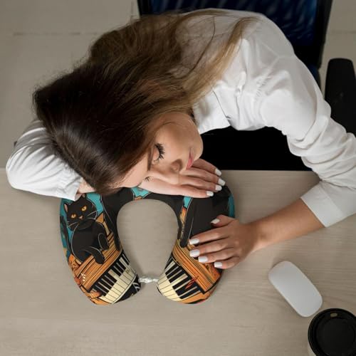 Almohada de viaje espuma viscoelástica negra tamaño único miniatura 6