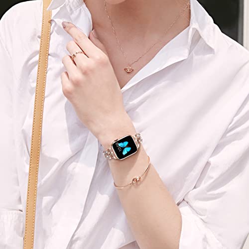Fitlink For Apple Watch Band 38Mm 40Mm 41Mm 42Mm 44Mm 45Mm 49Mm, Bling Butterfly Jewelry Diamond Rhinestone Stainless Steel Metal Strap For Apple Watch Series 8 Series 7/6/5/4/3/2/1/Se/Se2/Ultra #TOP6