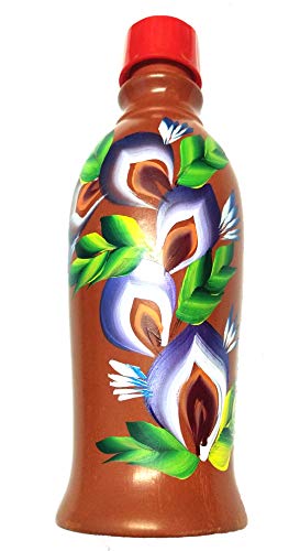 Image of KSI Organic Clay Water Bottle 1L Earthen Mud Pot for Drinking Water | Mitti Ki Bottle | Naturally Cools & Purifies | Eco-Friendly, BPA & Chemical Free | Handmade Terracotta Water Bottle with Lid