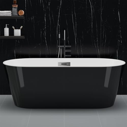 Image of 67 Inch Freestanding Bathtubs, Acrylic Free Standing Tub, Luxury Soaking Freestanding Bathtub with Integrated Overflow, Ideal for Home Spa or Renovation