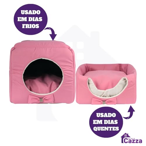 Caminha Pet Toca Iglu 3 EM 1 Cama Para Cães e Gatos Com Almofada (TOCA LISA ROSA)