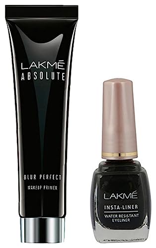 Image of Lakme Insta Eye Liner, Black, 9ml And Lakme Absolute Blur Perfect Makeup Primer, 30g