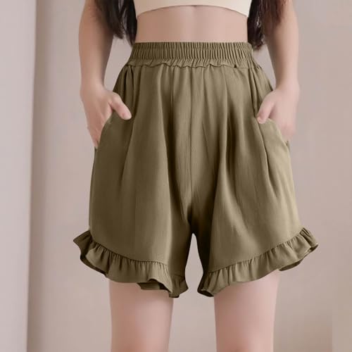 Womens Shorts Plus Size Athletic with Pockets High Waisted Straight Leg Summer Workout Ruffle Hem Comfy Baggy Pants3