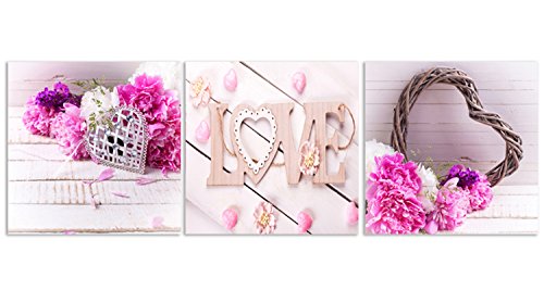 Impression sur toile fleurs roses Feeby, tableau triptyque d'art moderne - 3