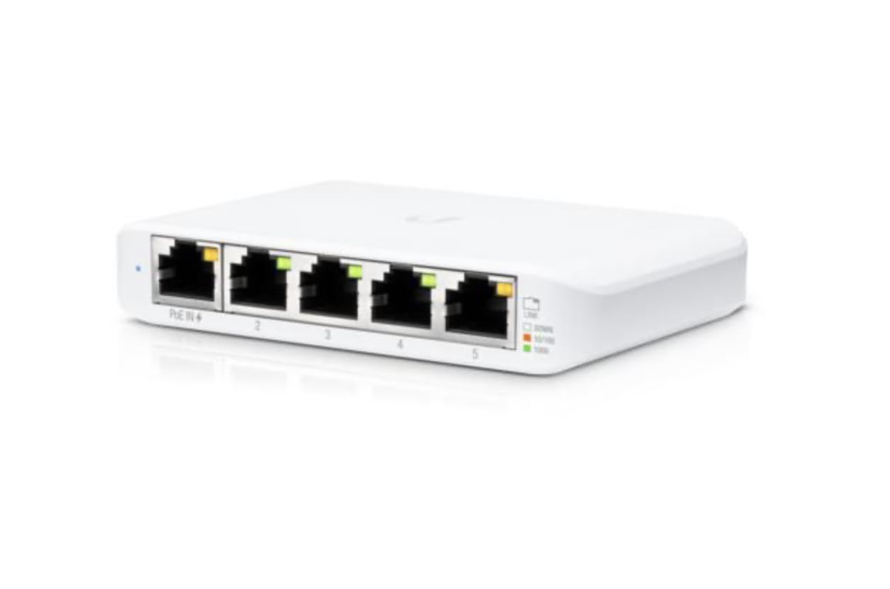 2 zarządzane przełączniki Gigabit Ethernet z 5 portami, ultra-kompaktowa konstrukcja, zasilanie PoE lub USB-C, uchwyt na biurko/ścianę