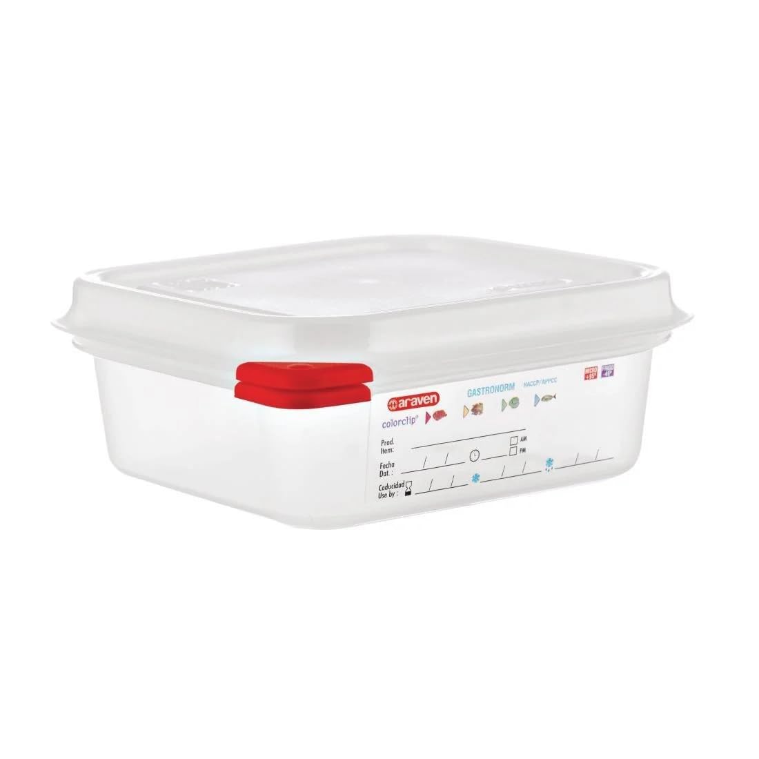Araven 03350 PP Alimentos contenedor GN con tapa, 1,1 L, 65 mm (Pack de 4)