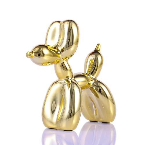 XIAOMAGG Shiny Balloon Dog Statue Home Decor Modern Art Statues for Coffee Table Kitchen Decorations Trendy Color Schemes Room Aesthetic Metal Texture Gold Sculpture Dog(3.9 * 3.9 * 1.5inch, Gold)