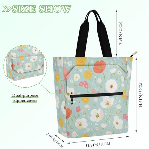 Bolsa minimalista simple de tela resistente con flores vibrantes 4