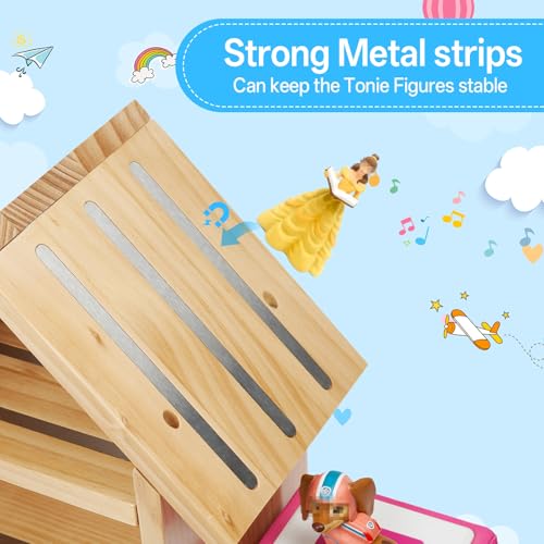 Haus-Form Tonies Regal, Geeignet für TonieBox 1 und TonieBox 2 Große Tonie Magnetisches Regal Kiefer Holz Wandregal für 70-80 Tonies Figuren Organisator Lagerung Toni Anzeige Regale Mädchen und Junge