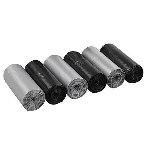 Mayish Müllbeutel 10l Schwarz und Grau, Müllsäcke Abfallsäcke 150 Stück 6 Rollen Cover