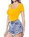 MANGOPOP Square Neck T Shirt Womens Short Sleeve Tops Summer Tees(Yellow, X-Large)