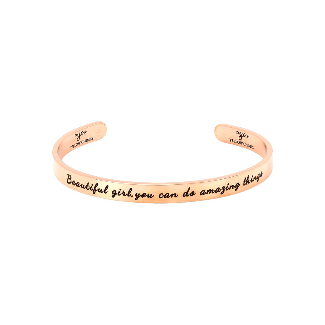 Valentine Gift for Girls Inspirational Gifts Message Engraved Karma Band Bracelet Bangle Mirror Polish Stainless Steel Copper Kadaa for Women