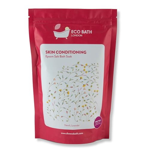 Image of Eco Bath London Skin Conditioning Epsom Salt Bath Soak - Pouch 2.2 lb (1 kg), Made in UK, Natural Magnesium Bath Salt with Neroli and Lavender for Soft Glowing Skin, Spa Gift for Relaxation