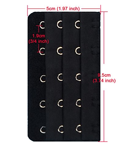 DoHope 3pcs Women's Bra Extender Strap 5 Hook 3/4in Plus Size Bra Extension Band
