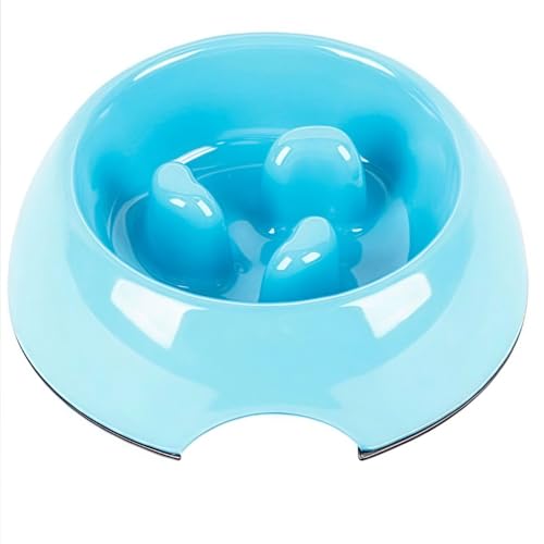 DrivEx犬猫用ボウル ペットの皿 早食い防止食器 ゆっくりフードボウル 健康管理 環境にやさしい 耐用 ノンスリップ・ボウル 小型犬 中型犬 大型犬適合 (M,ブルー)