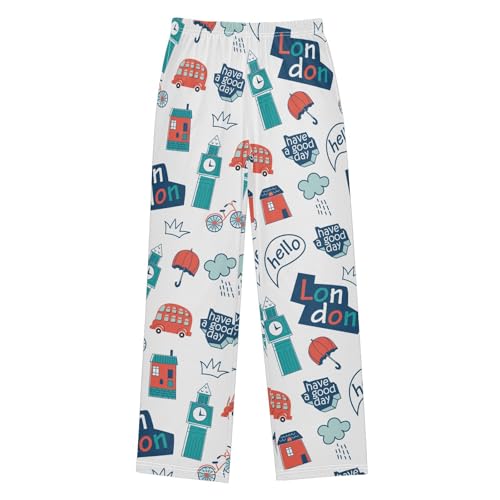 ZZXXB Hello London Boys Long Pants Soft Trousers Elastic Waist Kids Lounge Bottoms with Pockets S-XL