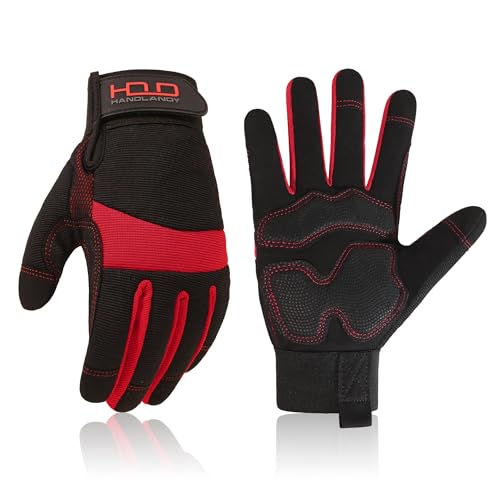 Guantes anti vibración HANDLANDY para evitar fatiga en tus manos al trabajar en color rojo XL