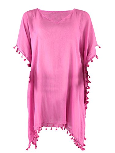 Seafolly Women's Kaftan Tassel Trim Cover Up Dress, Hibiscus, One Size