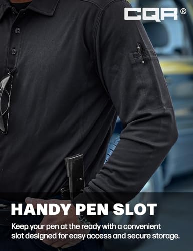 CQR Men's Polo Shirt, Long Sleeve Tactical Shirts, Outdoor UPF 50+ Pique Shirt, Dry Fit Lightweight Golf Shirts4