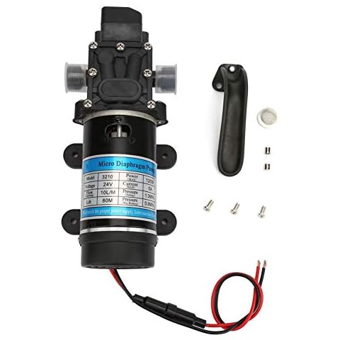 Membranpumpe, 12V / 24V 120W elektrische Wasserpumpe Selbstansaugende Pumpe für Hochdruckreiniger für Wasserspray, Pestizidspray, Gartenbewässerung(24V 3210YD-24-120FS) Cover