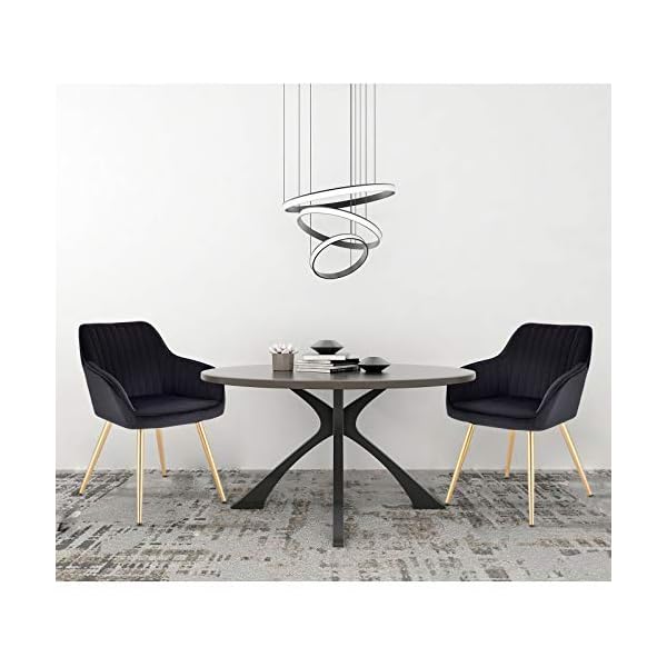 Lestarain Upholstered Dining Chairs, 1 Piece Armchair Kitchen Chair Velvet Seat Gold Metal Legs Reception Chairs with Backrest Soft Cushion - Image 8