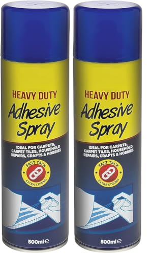 X2 HEAVY DUTY ADHESIVE SPRAY - Interior Exterior High Performance Weatherproof Bonding Spray - Strong Bond For Carpet Household Repairs Crafts & Carpet Tiles - Multipurpose Spray 500mlx2