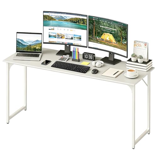 Image of BestOffice Computer Desk,Home Office Desk, Modern Simple Style for Home Office Study Writing (White, 63 Inch)