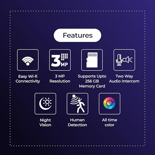 Image of Trueview 3MP All Time Color Wi-Fi Smart Bullet CCTV Security Camera for Home, Shop, Office | Two-Way Audio | Human Detection IP66 Waterproof Supports Upto 256GB Memory Card | Alexa Compatible T18295S