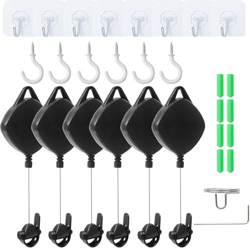 VR Ceiling Pulley System 6-Pack - Retractable Cable Management for Oculus Quest 2, HTC Vive, Valve Index (6 B)