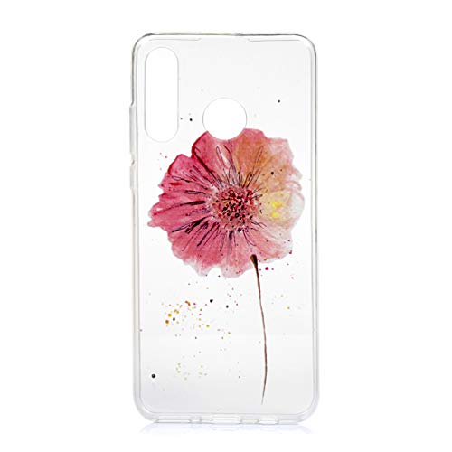 Huawei P30 Lite Case, Crystal Clear Huawei P30 Lite Premium Soft TPU Cover with Shock Absorption Bumper Transparent Back Slim & Silicone Protective Skin Shell for Huawei P30 Lite Flower