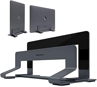 Macally Vertical Laptop Stand for Desk - Adjustable Desk Laptop Holder for Universal Compatibility - Saves Space & Improves Airflow - Use as MacBook Stand Vertical Dock (Pro / Air) - Weighted Frame