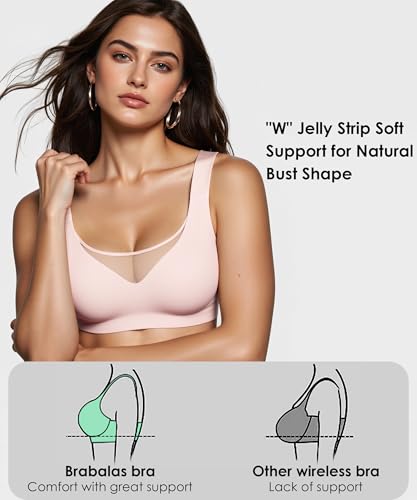Image of Wireless Bras for Women (34C-42DD), Extremely Comfortable Seamless Bra Mesh Bralettes Adjustable Straps Everyday Bra