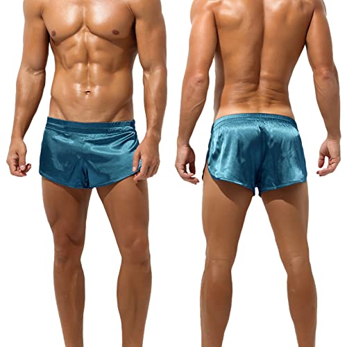 Panegy Men's Satin Boxer Shorts with Large Split Sides Casual Lounge Athletic Shorts4