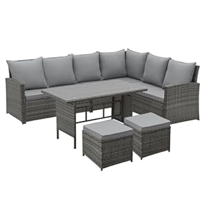 SVITA Monroe Garten-Lounge Set Polyrattan Lounge-Möbel Sitzgruppe Grau