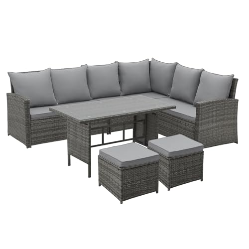 SVITA Monroe Garten-Lounge Set Polyrattan Lounge-Möbel Sitzgruppe Grau