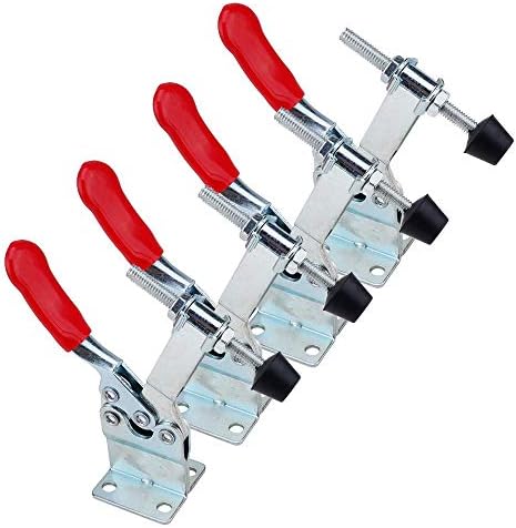 IMAGINE 4Pcs Hand Tool Toggle Clamp 201B 198lbs Antislip Red Horizontal Clamp Quick Release Tool (201-BHB Heightened Clamp)