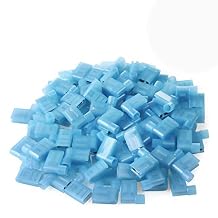 XHF 90 Degree 16-14 AWG Flag Shaped Right Angle Spade Connectors Terminals Nylon Fully Insulated Quick Crimp Wire Connectors 100 Pcs Blue