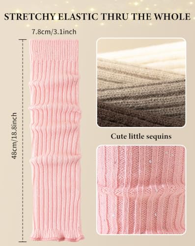 Image of Yawlsow Leg Warmers for Women Girls Y2k Knit Ruffle Leg Warmer Winter 80s with Sequins, Japanese Kawaii Harajuku Accessories