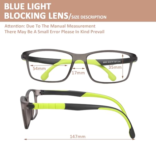 Image of BiBiBear Blue Light Blocking Glasses Bendable Lens Legs for Kids Girls Boys Not Easy to Drop Reduces Eyestrain Self-exchangeable Lenses Green