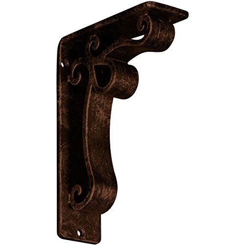 Ekena Millwork 2" W x 5 1/2" D x 8" H Orleans Wrought Iron Bracket, (Triple Center Brace), Antiqued Copper