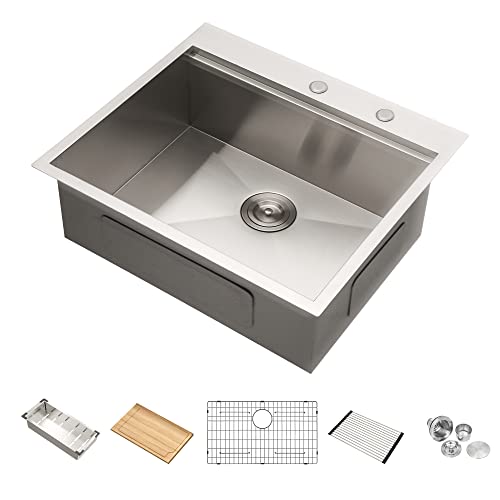 Couoko Küchenspüle aus Edelstahl, 71 x 56 cm, Küchenspüle, 18 Gauge Toumont, Einzelschüssel, Küchenspüle Cover
