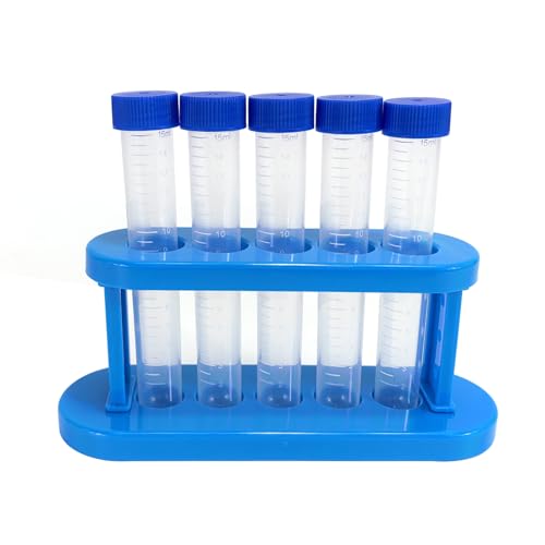 Tubos de Ensayo con Soporte, 5 Tubos de Prueba con 1 Estante de Tubo para Niños y Niñas Experimentos de Ciencia del Hogar Jugar con Agua Juguete Educativo