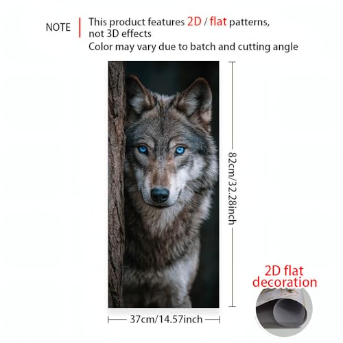 Image of 14.6x32.3 Inch Trash Can Cover Wolf in Forest Design Outdoor Garbage Bin Decoration Sticker Wrap