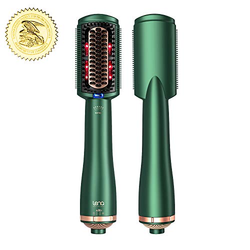 Lena Hair Straightener Brush Dryer Pro Blow Dryer Hot Air Brush - Anti-Scald Straightening Iron Comb Styler With Extra Ion Care, Far Infrared Heating And 3 Modes For Long & Medium Length Hair, Green #TOP14