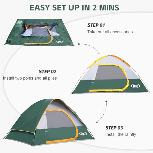 Image of Camping Tent 2-4 Person, Waterproof Windproof Tent with Rainfly Easy Set up-Portable Dome Tents for Camping