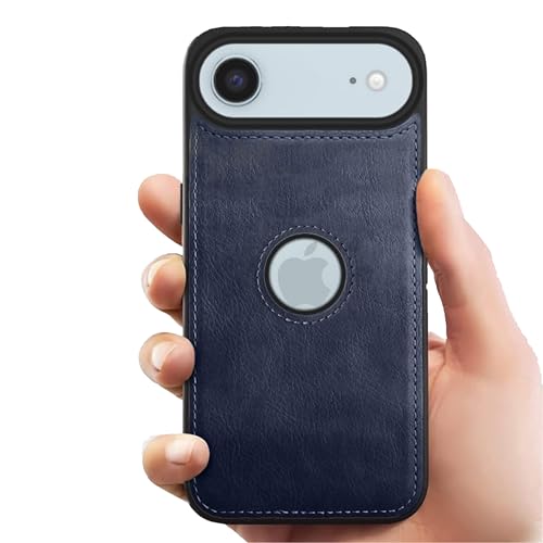 Image of Leather Case for Apple iPhone 17 Air Premium Protective Stylish Slim Cover with Shockproof Raised Edges Blue